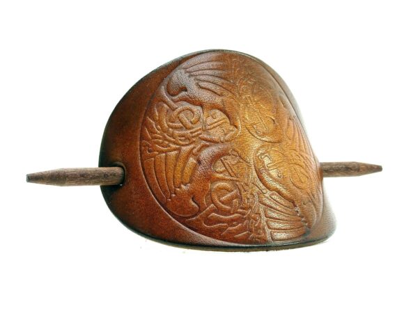 Leder Haarspange – OX Antique Lion Celtic Birds - 6 Stk.