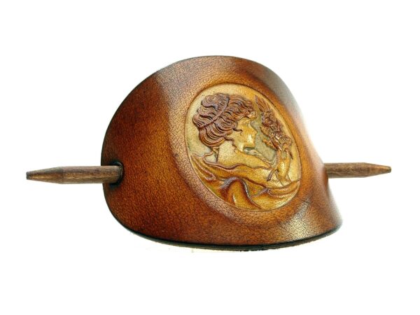 Leder Haarspange – OX Cameo Lion Antique Margarethe - 6 Stk.